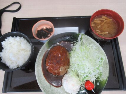 道の駅富士川でハンバーグ定食を食べました。