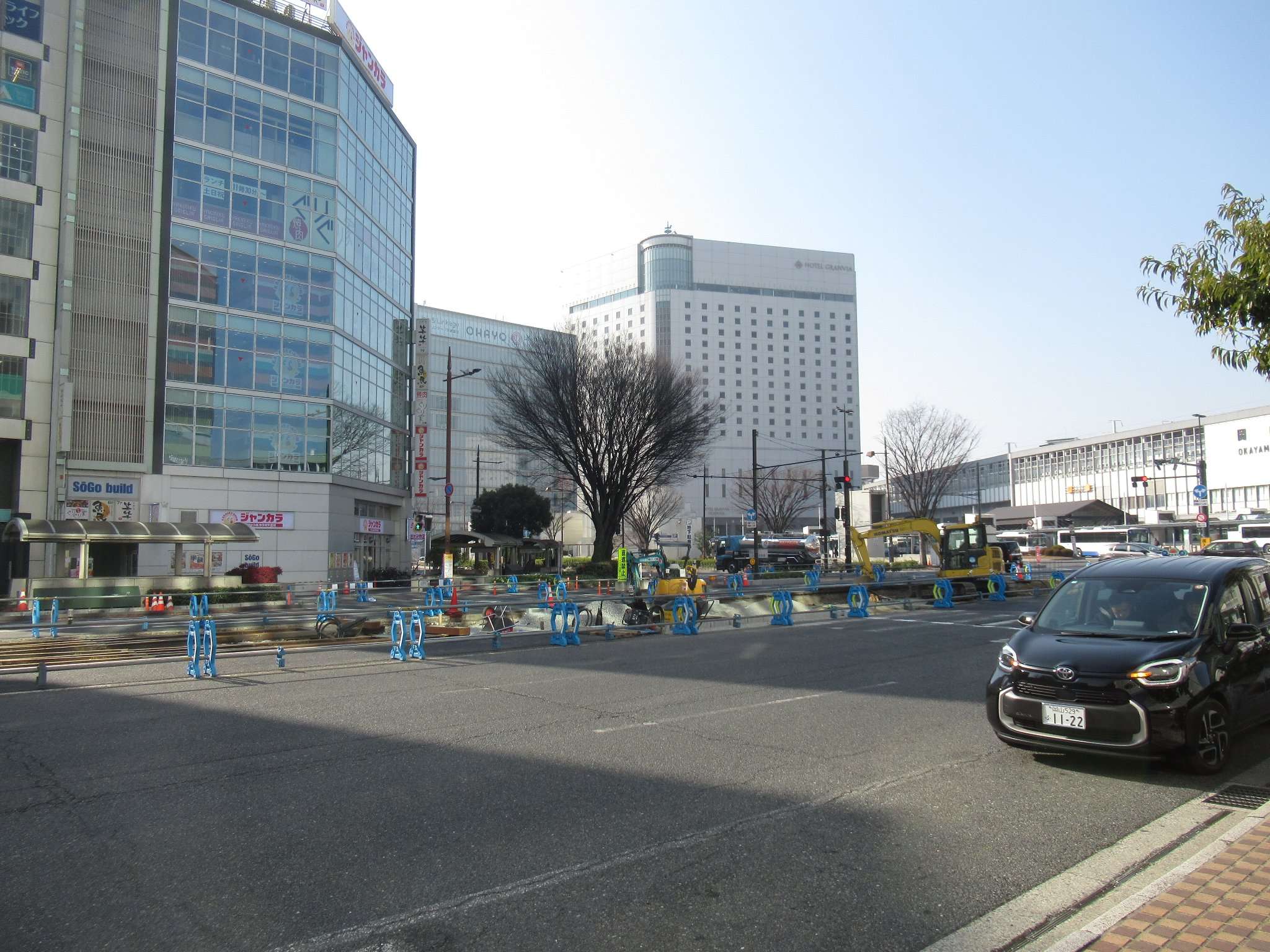 駅前乗り入れ工事進捗中@岡山駅前