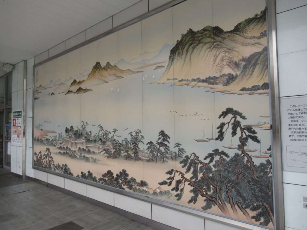 絹本著色登覧画図複製@三原駅