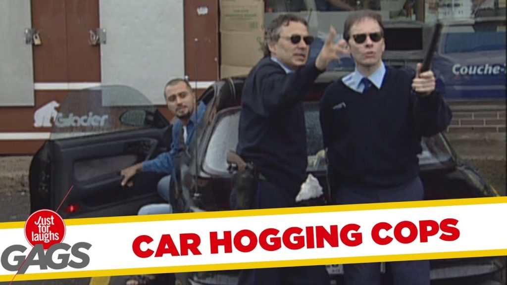 Car hogging police officers prank