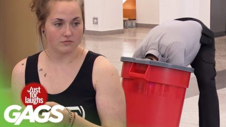 Cop Gets Stuck In Trash Can!