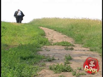 Fat Man Rolling Down Hill Prank!