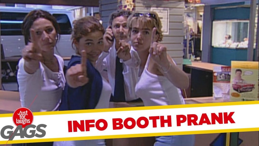 Information booth waiting line prank