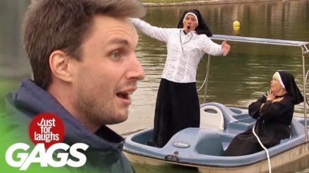 Nun Falls in a Pond Prank