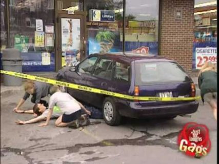 Parking lot hit and run prank