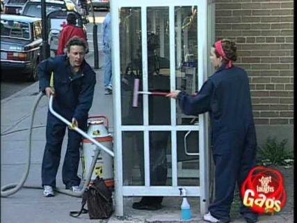 Phone Booth Cleaning Prank