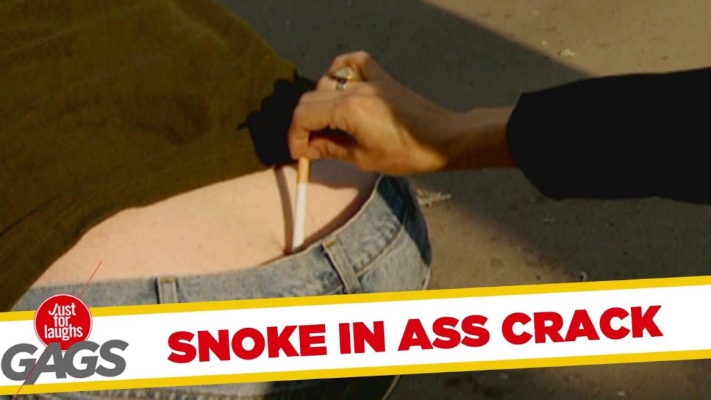 Smoke in butt ass crack prank!